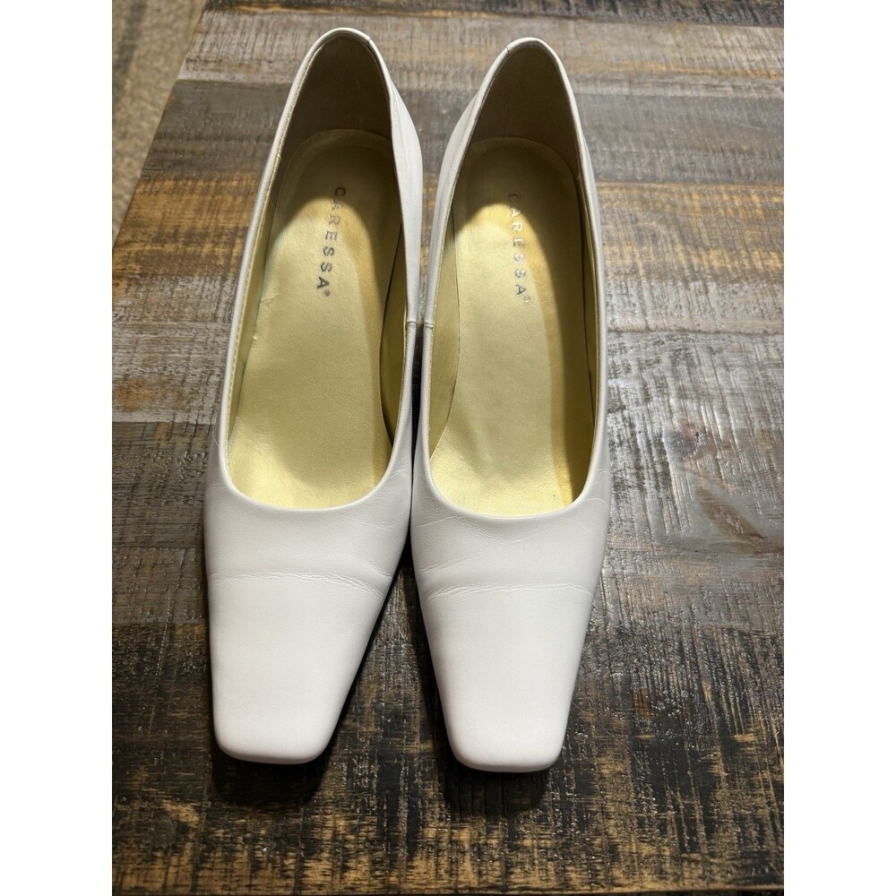 Caressa Women White Full Leather Shoes Size 10